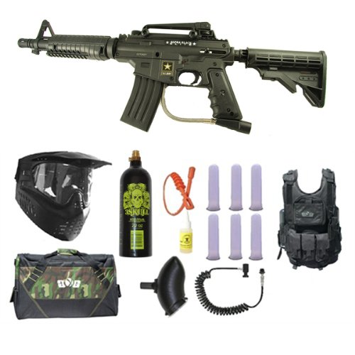 US Army Alpha Black Tactical Paintball Marker Gun 3Skull Vest Sniper Set - Black On Sale