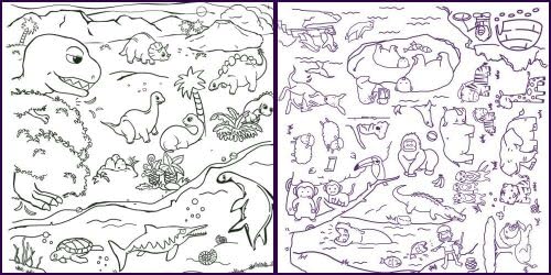 Washable Coloring Play Mat -- Animal / Dinosaur