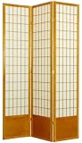 Big Large Tall Wide Width - 7ft. Window Pane Japanese Shoji Screen Room Divider - 3 Panel Walnut