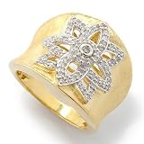 Sterling Silver / 18K Vermeil Champagne & White Diamond Brushed Star Ring