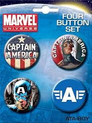 Marvel Comics Captain America 4 Piece Button Set