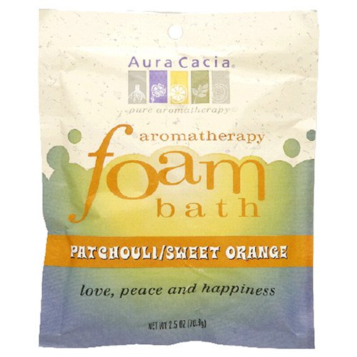 Aura Cacia Peaceful Patchouli/Sweet Orange, Aromatherapy Foam Bath, 2.5-Ounce packet, (Pack of 3)
