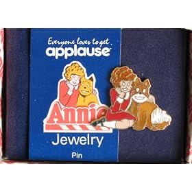 Little Orphan Annie & Sandy Jewelry Pin Broach - Enamel & Gold Tone (1982)