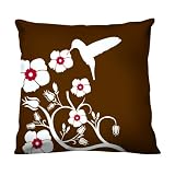 100% Thai Silk Decorative Pillow - Chinois Bird Brown (18x18)