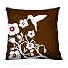 100% Thai Silk Decorative Pillow - Chinois Bird Brown (18x18")