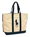 Polo Ralph Lauren Natural Straw And Navy Canvas Large Tote Bag 185PPTP-DRKI