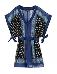 Season: Summer  
Print: General Print  
Material: Cotton 
Dress Length: Short  
Shoulder: Dolman Sleeves  
Embellishments: Vintage  
Size Category: Adult 
