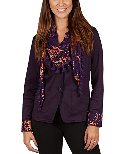 Joe Browns Women’s Joyful Jersey Jacket And Scarf Purple