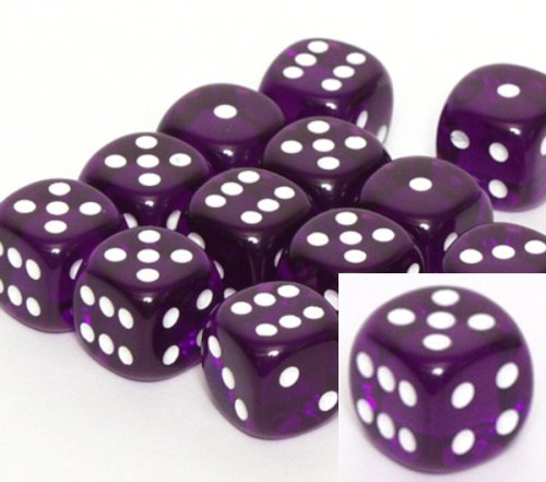 Childrens Toyshop  Toys : Translucent 16mm d6 Purple/white Pipped Dice