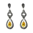 FOJO's Marcasite and Yellow CZ Pear Shape Earrings