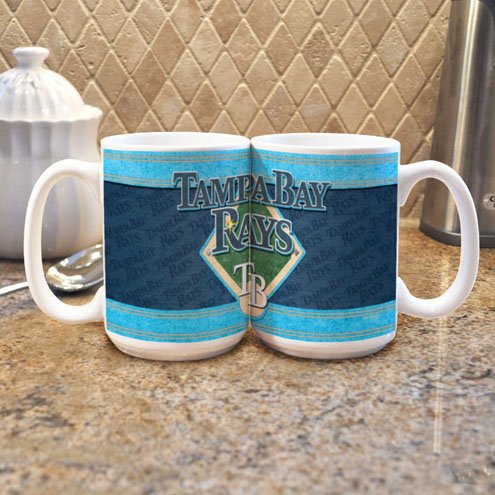 MLB Tampa Bay Rays 15-Ounce White Felt Mug (2 Pack)