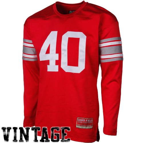 Tiedman & Formby Ohio State Buckeyes #40 1955 Vintage Durene Long Sleeve Football Jersey - Scarlet (Medium)
