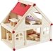 Glow2B Spielwaren 1000006 - Puppenhaus mit 9 Möbeln und 4 Puppen