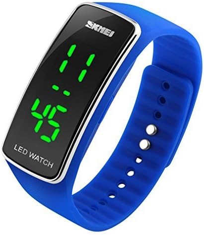 SDESKY Children Digital Watches Casual Woman Dress Watch LED Display Clock Alarm Stopwatch Electronic Watches Blue