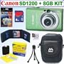 Canon Powershot SD1200 IS 10 MP Digital Camera Green + 8GB Accessory Kit