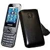 Suncase Ledertasche (Lasche mit R�ckzugfunktion) f�r Samsung C3750 schwarz