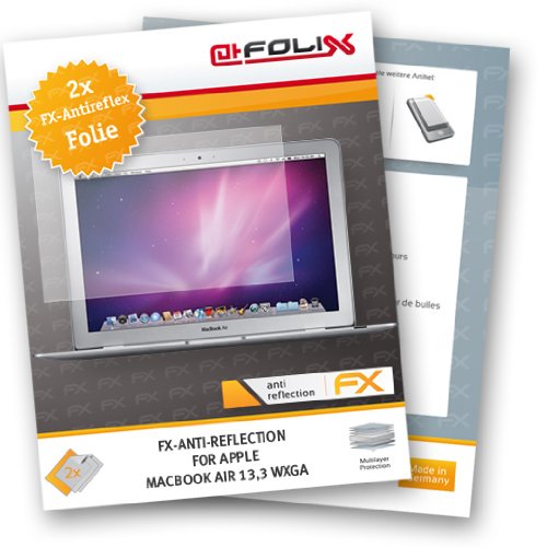 2 x atFoliX FX-Antireflex antireflective screen protector for Apple MacBook Air 13,3 WXGA / MB543, MB940 – Anti-glare screen protection!