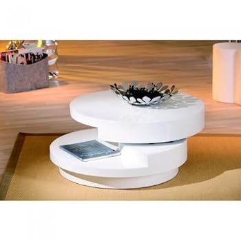 Table basse plateau pivotant 360° Ludy Couleur Blanc Matière MDF