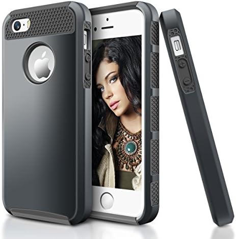 IPhone 5S Case, EMOUNIT 2 in 1 TPU Bumper&amp;Hard Solid PC Shell Back, Shock-Absorption&amp;Scratch-Proof Hybrid Dual-Layer Slim Cover for Apple IPhone 5/ IPhone 5S(Black) ¡­