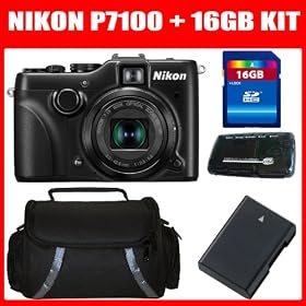 Nikon COOLPIX P7100 10.1 MP Digital Camera with 7.1x Optical Zoom NIKKOR ED Glass Lens and 3-Inch Vari-Angle LCD (Black) + EN-EL14 Replacement Battery + 16GB Deluxe Accessory Kit