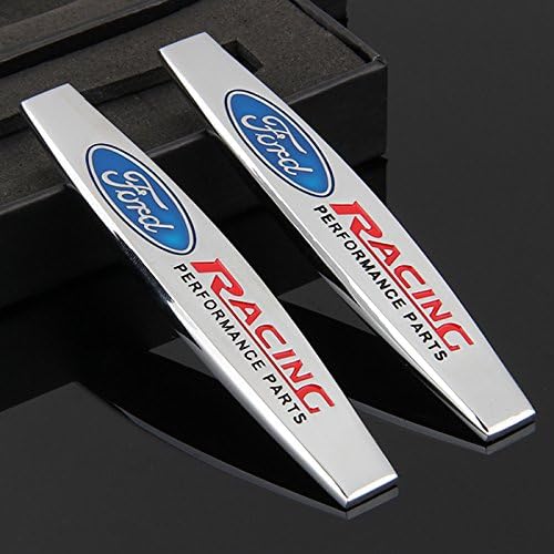 2Pcs 3D Metal Emblem Badge Sticker Side Shield Door Fender for Ford RACING