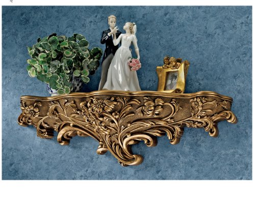 Antiqued Gold Art Nouveau Architectural Sculptural Wall Shelf