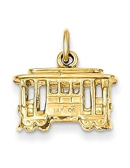 14k Yellow Gold Cable Car Charm