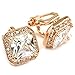 FC JORY Rose Gold Plated Square CZ Princess Cut Clip On Earrings