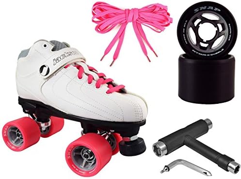 White Jackson Vibe Quad Roller Speed Skate 4 Pc. Bundle (Mens 7 / Ladies 8)
