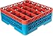 Carlisle RG25-2C412 OptiClean 25 Compartment Glass Rack with 2 Extenders, 7.12", Polypropylene, Orange/Carlisle Blue