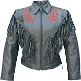 Ladies Red Rose jacket with fringe, braid, side lace, & zip-out lining