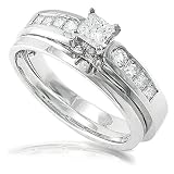 3/5ctw Princess & Round Diamond Wedding Ring Set (H-I/I1)