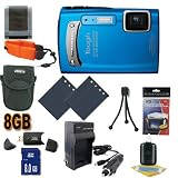 Olympus TG-310 14 MP Digital Camera (Blue) (228050) 8GB SDHC Super Accessory Saver Kit