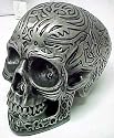 Figurine Tribal Pattern Skull Hand Painted Resin