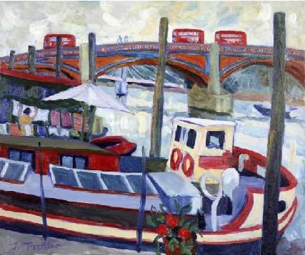 Albert Bridge London by Josephine Trotter. Size 10.00 X 8.38 Art Poster Print