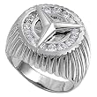 Sterling Silver Men's Ring - Clear CZ - 5mm Band Width - 23mm Face Height - Sizes: 8-11