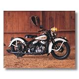 Vintage B/W Flathead Harley Davidson Motorcycle Wall Picture 16x20 Art Print