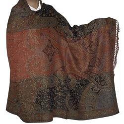 Jamawar Shawl Paisley Pattern Wool Wrap 80 x 40 inches (jmwr760)