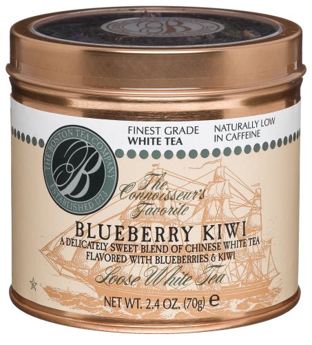 Boston Tea Finest Grade White Tea, Blueberry Kiwi Loose Tea, 2.4-Ounce Tins (Pack of 2) by Boston Tea