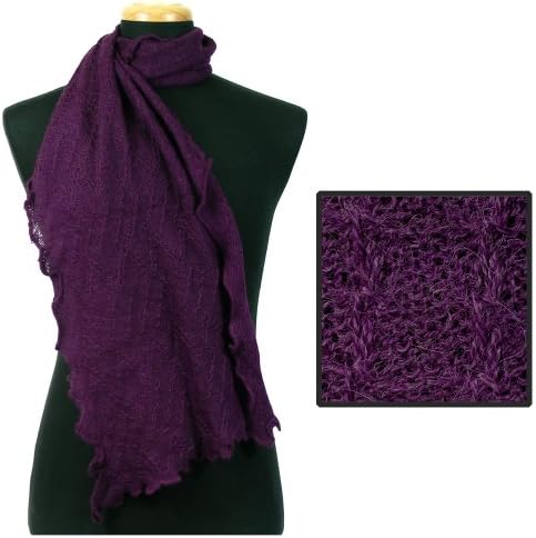 Alpaca Scarf "Ruffled Petals" Super Soft and Luxurious Fair Trade Bolivia 100% Alpaca - Purple