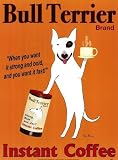 Bull Terrier Brand by Ken Bailey. PLAQUE MOUNTED. 22.00 inches width by 30.00 inches height. Highest Quality Art Poster Print