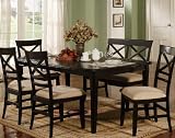 Contemporary Design Black Rectangle Dining Table with leaf