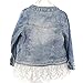Viqiv Little Girls' Button Down Lace Denim Jacket Collarless Coat