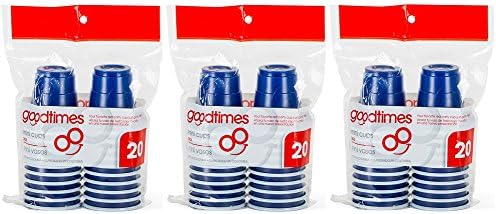 Goodtimes 2oz Mini Party Cups (3 packs of 20 cups) Perfect size for liquor shots, Jello shots, Halloween Parties, serving condiments and kids love them too! (Blue)