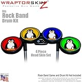 Penguins on Colors Skin by WraptorSkinz fits Rock Band Drum Set for Nintendo Wii, XBOX 360, PS2 & PS