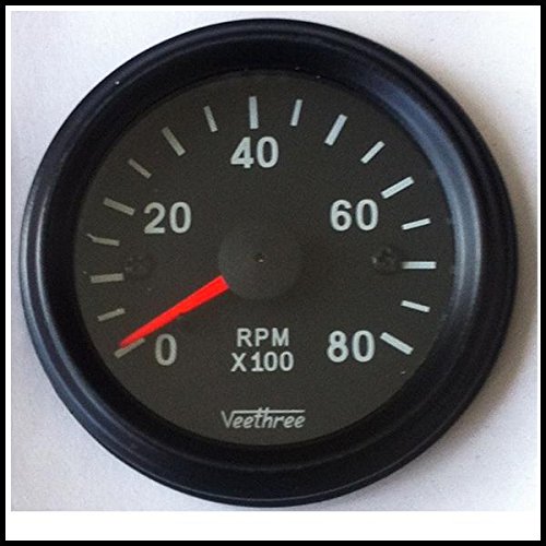 Best Deal Veethree 37256 Tachometer 52mm Electronic 0 8000 (B/B