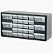 26 Drawer Plastic Cabinet - Grey/Black w/ Transparent Drawers