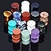 Longbeauty 15 Pair Natural Mix Stone Flared Fresh Tunnels Ear Plugs Expander Piercing Gauges kit