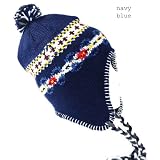 9114 Navy Chullo Fleece Lined Ski Napa Hat Trooper Trapper with 
Ear Flaps Winter Knit Beanie Mountaineering Skull Cap Men and Women