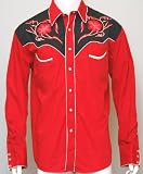 Best Price Retro Mens Western Shirt with floral design - Red